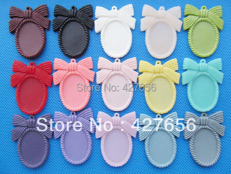 30pcs Resin Bowknot Frame Charm Finding, 18x25mm Setting Tray