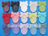 30pcs Resin Bowknot Frame Charm Finding, 18x25mm Setting Tray