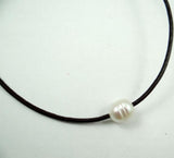 Brown Leather Freshwater Pearl Necklace R66