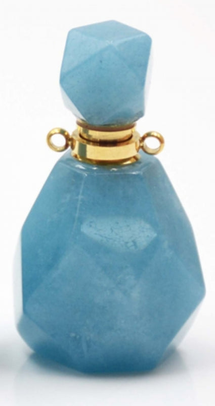 Aquamarine Perfume Bottle Pendant Necklace December Birthstone