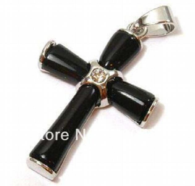 Jade Plated Silver Cross Pendant Necklace