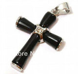 Jade Plated Silver Cross Pendant Necklace