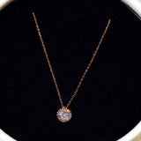 14K Rose Necklace with Zircon Gemstone Pendant for Women