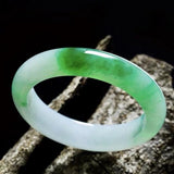 Zheru Jewelry Natural Burmese Jadeite Green Two-Tone Bracelet
