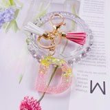 Sequin Letter Keychain Tassel Butterfly Pendant Acrylic Initial Al