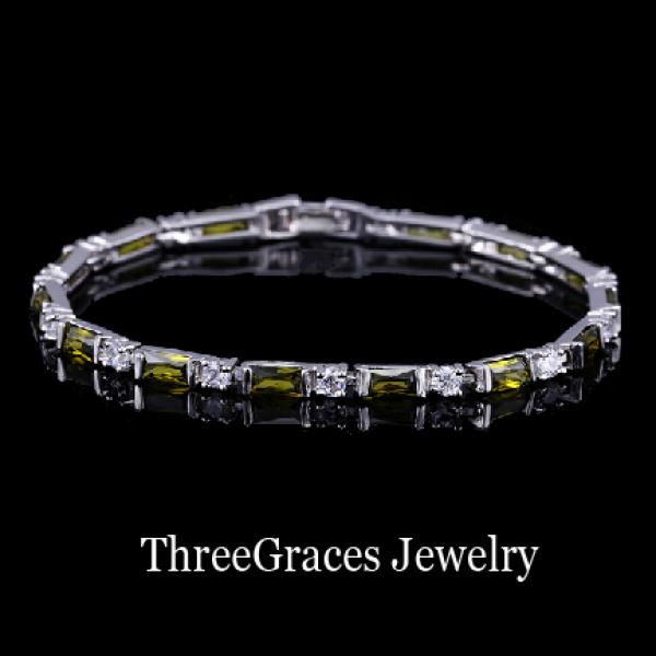 ThreeGraces Silver CZ & Multicolored Crystal Bracelet for Women