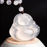Natural Agate Chalcedony Class A Happy Pendant Necklace