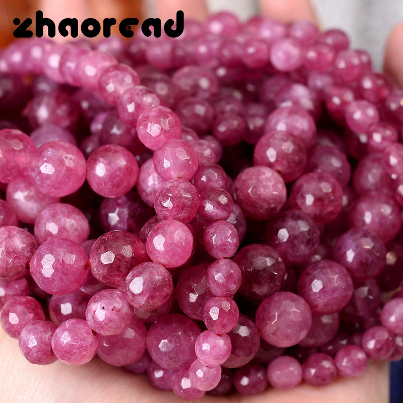 Faceted Pink Tourmaline Stone Beads for DIY Jewelry Making