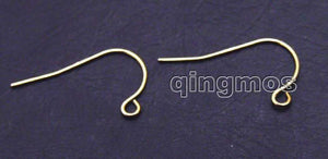 Qingmos 14K Solid Yellow Earring Finding Ear Wire Hook for Jewelry Making
