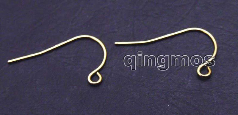 Qingmos 14K Solid Yellow Earring Finding Ear Wire Hook for Jewelry Making