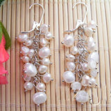 Baroque Pearl Silver Dangle Earrings Wedding Birthday Fine Women Gift