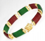 Red/Green Jade 18KGP/Silver Plated Bracelet