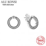 S925 Silver Heart Circle Three-Ring Pendant Earring Necklace Set