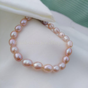 Rare Natural Akoya Vintage Real Purple Lavender Pearl Station Bead Bracelet