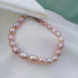 Rare Natural Akoya Vintage Real Purple Lavender Pearl Station Bead Bracelet