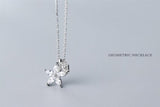 925 Sterling Silver Prong cz 4A+ Flower &Leaf Pendant Necklace