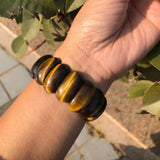 Fengbaowu Yellow Tiger Eye Bracelet Crystal Healing Stones Men Jewelry Gift