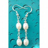 Double Freshwater Pearl Dangle Earring 925 Silver Hooks