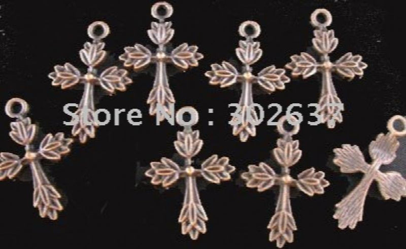 180pcs Flower Cross Pendants in Antiqued Copper Finish