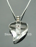 25pcs Lucency Peach Heart Rice Vials Pendants Perfume Glass Bottle