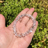 Natural Rock Quartz Moon Shape Bead Bracelet Crystal Reiki Healing Stone Jewelry