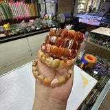 Red Agate Stone Beads Bracelet 11*14mm Natural Gemstone Jewelry Bangle