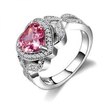 Heart Pink Cubic Zircon Multicolor Ring Women's Jewelry