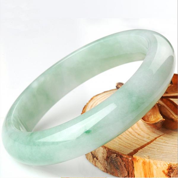 Zheru Jewelry Natural Emerald Light Green Bracelet 54-64mm