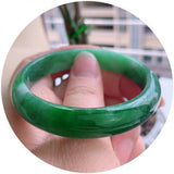 Zheruz Jewelry Natural Green Myanmar Jade 54mm-62mm Light Green Bracelet