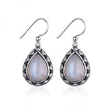 925 Silver Moonstone Drop Earrings for Women Vintage Jewelry
