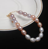 Pink Lavender Rice Freshwater Pearl Bracelet Fine Jewelry