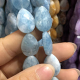 Natural Faceted Aquamarines Water Drop Shape Beads for Jewelry Making