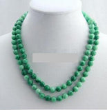 Natural Purple Jade Round Gemstone Beads Long Necklace 34''