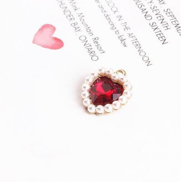 20pcs/lot Hearts Shape Alloy Pearl Inlay Charms DIY Jewelry Making Accessory