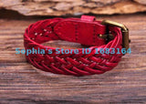 G122 Red Classic Braided Leather Bracelet Men