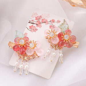 Chinese Style Flower Hairpin Tassel Headpiece