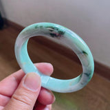 Natural 54mm-64mm Light Flower Burmese Jadeite Bracelet Princess Jewelry