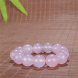 Zheru Jewelry Natural Agate Chalcedony Light Pink Bead Bracelet