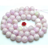 Natural Kunzite Purple Pink Smooth Round Loose Beads Gemstone