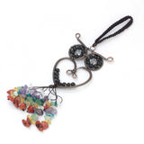 KFT Natural Stone Car Hanging Amulet 7 Chakra Chips Owl Shape