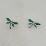 Dragonfly Earring with Glass and Rhodium Plating