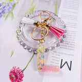 Sequin Letter Keychain Tassel Butterfly Pendant Acrylic Initial Al