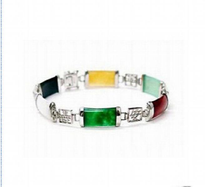 Multicolor Jade Fortune Clasp Bracelet