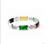 Multicolor Jade Fortune Clasp Bracelet