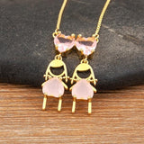 Nidin Hot Plated Pendant Necklace CZ Friendship Link Chain