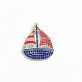 10pcs 43mm*37mm Sailboat Rhinestone Pendants