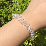 Natural Rock Quartz Moon Shape Bead Bracelet Crystal Reiki Healing Stone Jewelry