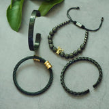 Adjustable Stainless Steel Crown Men Bracelet Set