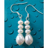 9mm Freshwater Pearl Dangle Drop Earrings S925 Silver Hook