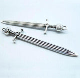 Vintage Cat Head Sword Charm Pendant Steampunk Jewelry Making Findings 65*14mm